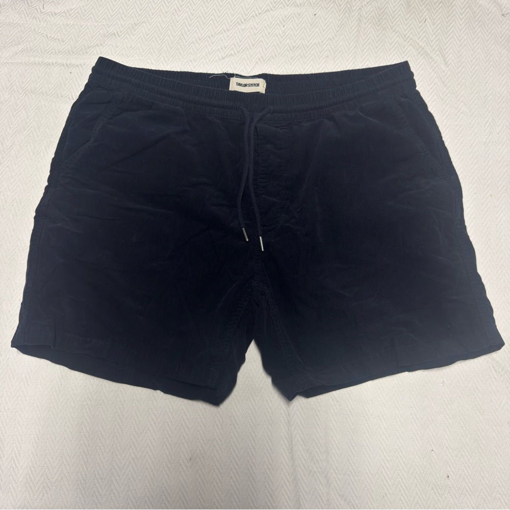 Taylor Stitch Navy Blue Corduroy Drawstring Shorts
